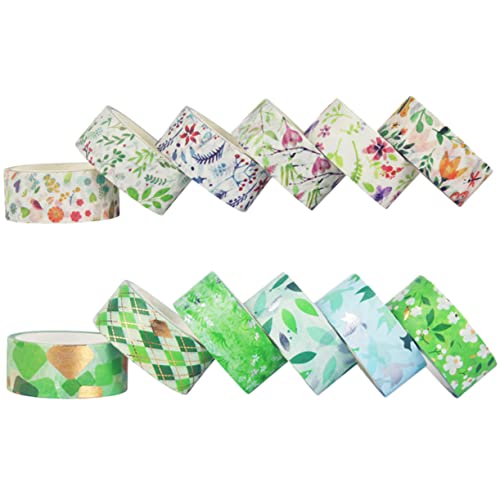 HOODANCOS 12 Rollen Washi Tapes Set mit Floralen Mustern für Scrapbooking und Journaling Dekorative Klebebänder für Notizbücher Tagebücher und DIY Projekte von HOODANCOS
