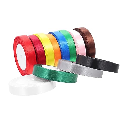 HOODANCOS 12 Stück Teiliges DIY Satinschleifenband für Verpackungen Hochwertige Polyesterbänder Verschiedenen Farben für Bastelprojekte und Hochzeitsdekoration von HOODANCOS