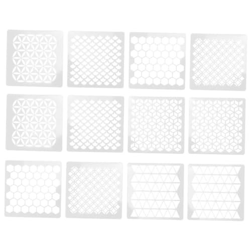 HOODANCOS 12 Stück Teiliges Geometrische Wandmalerei Schablonen aus Robustem Kunststoff Wiederverwendbare DIY Malvorlagen für Heimdekoration und Kreative Wandgestaltung Vielseitig und von HOODANCOS