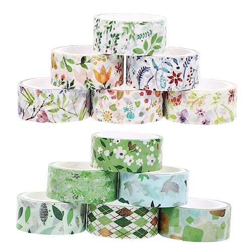 HOODANCOS 12Rollen Washi Tape DIY Dekoratives Klebeband mit Floralen Mustern für Scrapbooking und Bastelprojekte von HOODANCOS