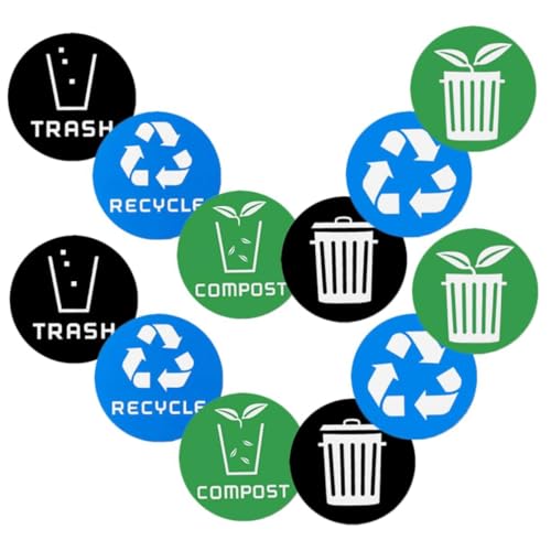 HOODANCOS 12Stücke Teiliges Recyclingaufkleber für Mülltrennung Selbstklebende für Abfallbehälter zur Sortierung von Biomüll und Restmüll für Zuhause und Büro HOODANCOS 12Stücke Teiliges Recyclingaufkleber für Mülltrennung Selbstklebende für Abfallbehälter zur Sortierung von Biomüll und Restmüll für Zuhause und Büro von HOODANCOS
