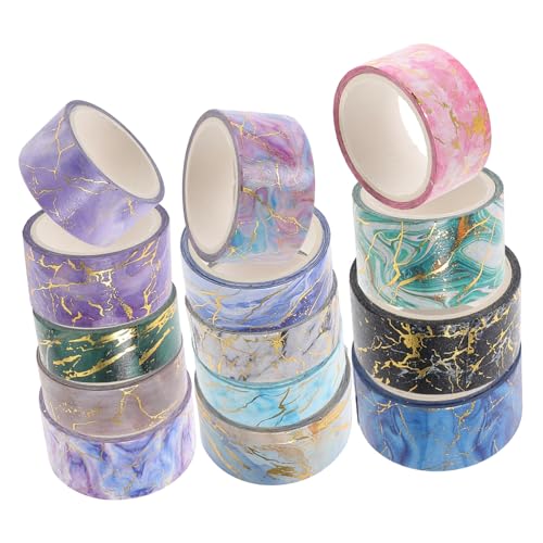 HOODANCOS 14Rollen Marmor Washi Tape für Scrapbooking und DIY Bastelprojekte Dekoratives Klebeband Pastellfarben zum Journaling Basteln und Verzieren von Planern und Alben von HOODANCOS