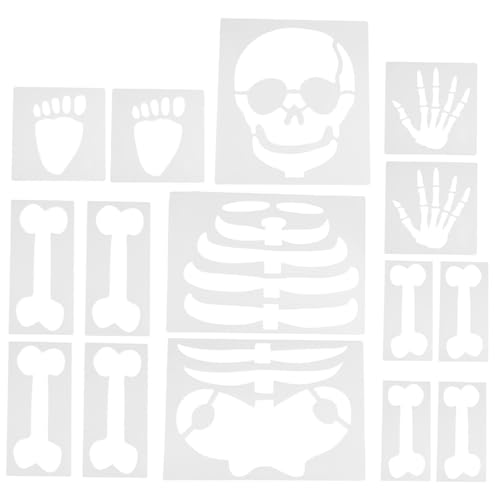 HOODANCOS 15 Blatt Halloween Schablonen Set Teiliges Skelett Wanddekor für Kreative Malprojekte Wiederverwendbare Vorlagen Hochwertigem Pet Material für DIY Festdekoration von HOODANCOS