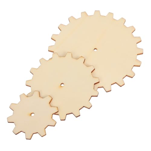 HOODANCOS 15 Stück Graffiti-Holzspäne Holzornament Kinderhandwerk Holzstücke Holzgears Holzhandwerk Zahnräder aus Holz zahnradverzierung aus holz Zahnradanhänger aus Holz Holzbretter Beige von HOODANCOS