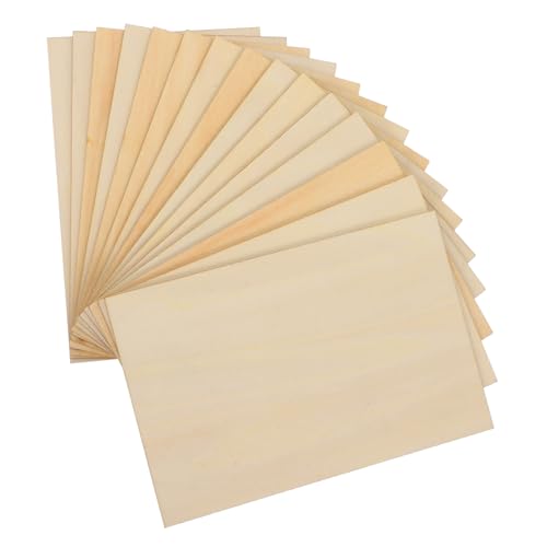 HOODANCOS 15 Stück Teiliges Rechteckige Balsaholzplatten zum Gravieren und Basteln Unbehandelte Holzscheiben mit Glatter Oberfläche für DIY Dekoration und Holzschilder Gravur von HOODANCOS