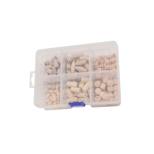 HOODANCOS 180Stücke Holzperlen DIY Spacer Perlen Verschiedenen Formen und Durchmessern Unvollendete Bastelperlen für Schmuck und Heimdekoration mit Praktischem von HOODANCOS