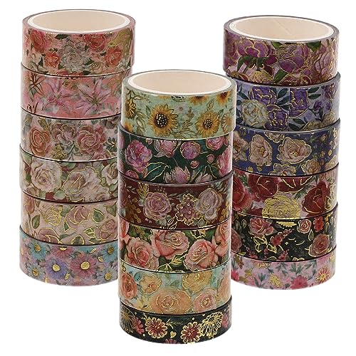 HOODANCOS 18Rollen Washi Tape mit Blockiermuster Dekorative Klebebänder für Scrapbooking DIY Projekte und Gestaltungen für Tagebücher Handwerksprojekte von HOODANCOS