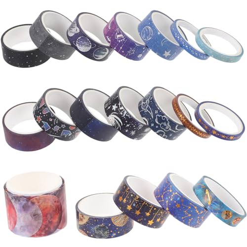 HOODANCOS 19 Rollen Washi Tape Dekoratives Diy Klebeband für Scrapbooking Aesthetic Masking Tape Verschiedenen Designs für Kreative Bastelprojekte und von HOODANCOS