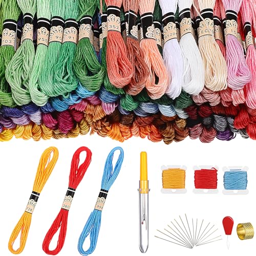HOODANCOS 1Satz DIY Stickerei Farben Stickgarn Kit mit Zubehörteilen für Handarbeiten Hochwertiges Stickfaden für Anfänger und Fortgeschrittene für Kunsthandwerk HOODANCOS 1Satz DIY Stickerei Farben Stickgarn Kit mit Zubehörteilen für Handarbeiten Hochwertiges Stickfaden für Anfänger und Fortgeschrittene für Kunsthandwerk von HOODANCOS