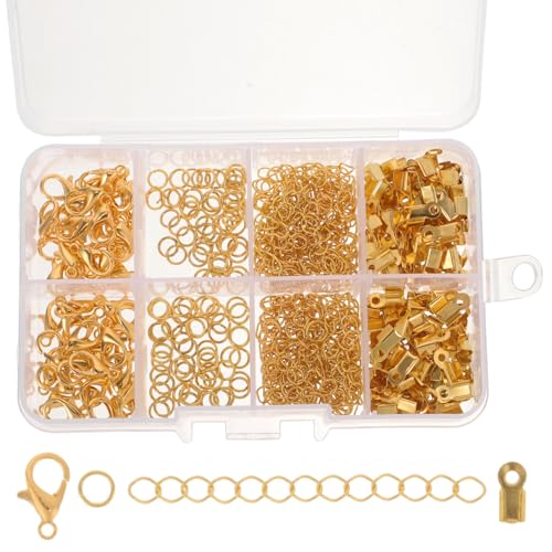 HOODANCOS 1Satz Metall Schmuckverschluss für DIY Schmuckherstellung Teile Gold mit Box Sprungringe Hummerverschlüsse und Zubehör für Armbänder und von HOODANCOS