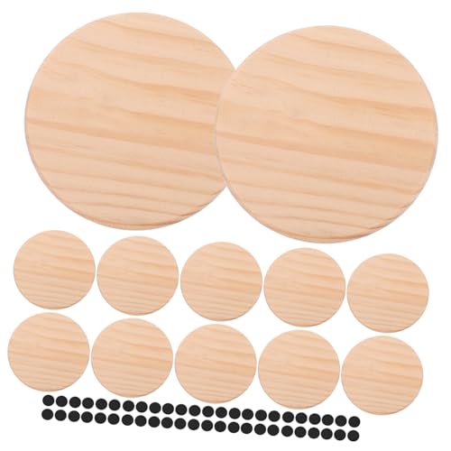 HOODANCOS 1Satz Runde Holzuntersetzer mit Rutschfester Unterlage DIY Mats für Getränke zum Bemalen und Gestalten Zuhause und Büro von HOODANCOS