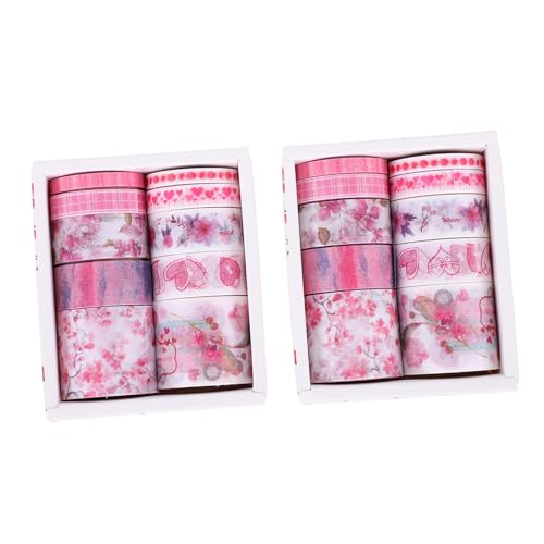 HOODANCOS 2 Handbuch-Aufkleber Klebstoff Klebeband selbstklebend breit Pads für klebriges Papierband DIY Klebeband schöner Papierstreifen DIY liefert hübsches Washi-Tape Rosy von HOODANCOS