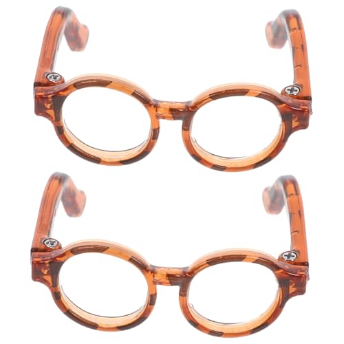 HOODANCOS 2 Paar Mini Brillen Puppenzubehör Puppen Lesebrillen Puppenbrillen Puppenbrillen Brillen Für Puppen Kleine Brillen Modepuppen Brillen Winzige Brillen Leopardenmuster von HOODANCOS
