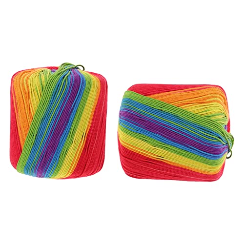 HOODANCOS 2 Rollen Rainbow Baumwollgarn DIY Häkelgarn Regenbogenfarben für Kreative Handarbeiten Langlebig und Waschbar für Anfänger und Fortgeschrittene von HOODANCOS