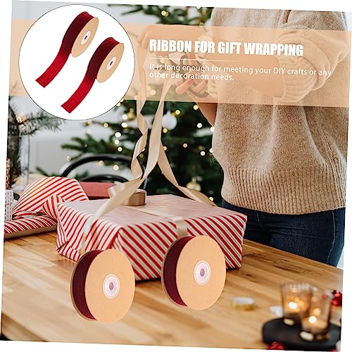 HOODANCOS 2 Rollen Samtband Geschenkband Weinrot Hochwertiges Verschleißfestes Geschenkverpackungsband für Valentinstag Haarschmuck DIY Schleifenbinden und Partydekoration von HOODANCOS