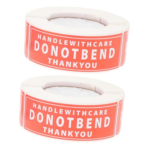 HOODANCOS 2 Rollen Versandwarnaufkleber Do Not Bend Paketaufkleber Handle With Care Selbstklebend Zerbrechlich Verpackungskarton Hinweis Sticker von HOODANCOS