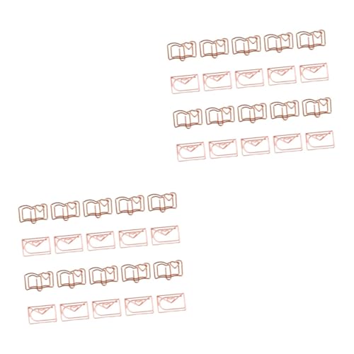 HOODANCOS 2 Sätze Büroklammern in Buchstabenform Goldene Büroklammern Lustige Papierclips Lesezeichen Büroklammer Miniclips Schlüssel Rose Gold Rostfreier Stahl 20 Stück * 2 von HOODANCOS