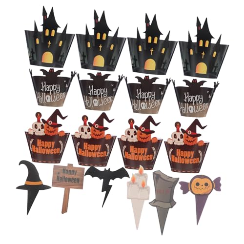 HOODANCOS 2 Sätze Halloween-Kuchen-Dekoration -Cupcake-Topper Gürtelte Kuchendekorationen Fledermaus Cupcake Topper Kürbis-Cupcake-Topper Gespenster-Halloween-Partyzubehör Papier HOODANCOS 2 Sätze Halloween-Kuchen-Dekoration -Cupcake-Topper Gürtelte Kuchendekorationen Fledermaus Cupcake Topper Kürbis-Cupcake-Topper Gespenster-Halloween-Partyzubehör Papier von HOODANCOS