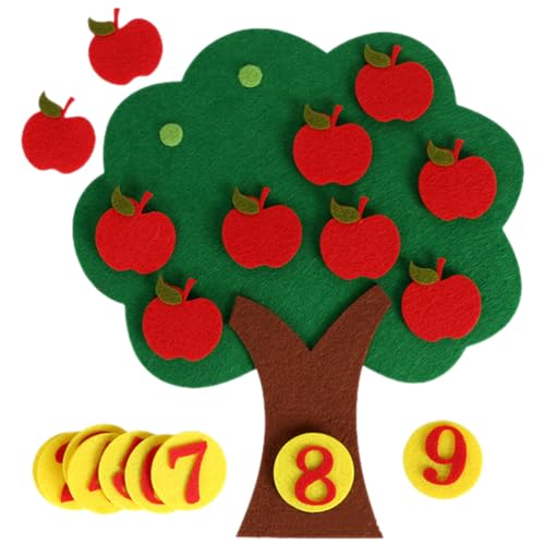HOODANCOS 2 Sets Filz-Apfelbaum-Material-Set Kognitive Paarung Mathematik-Lehrmittel Addition Subtraktion Mathematik-Spiele Lehrmittel Für Kleinkinder Klassenzimmer Heimschule von HOODANCOS