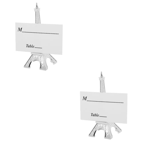 HOODANCOS 2 Sets Turm Büroklammer Tischnummernhalter Eiffelturm Fotohalter Fotohalter Für Tafelaufsätze Platzkartenhalter Bildhalter Fotoklammerhalter Silberne Aluminiumlegierung von HOODANCOS