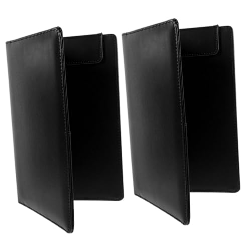HOODANCOS 2 Stück Büro-Klemmbretter Zwischenablage Inhaber von Bürodokumenten winzig klein Clip-Schreibtafel Mini Billboard Konferenz-Schreibtafel Büroklammer PU-Leder Black von HOODANCOS