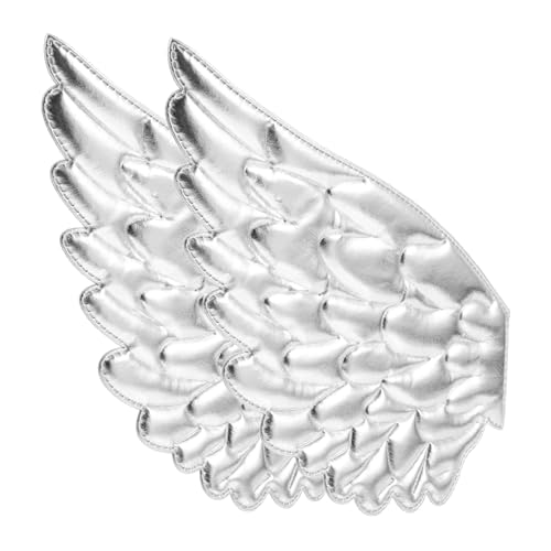 HOODANCOS 2 Stück Engelsflügel Zubehör Stoff Angel Flügelverkleidung Flügelflicken Nähen Flügel Zum Basteln Flügelpatch Annähen Flügel Reparieren Patches Silver Polyester von HOODANCOS