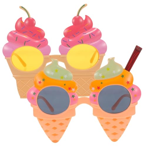 HOODANCOS 2 Stück Hawaii Partybrille Eiscreme Design Leichte Tragbare Kunststoff Sonnenbrille Lustige Fotorequisite für Erwachsene Strand Sommerparty Einzigartig Geformt Einfach zu Tragen von HOODANCOS