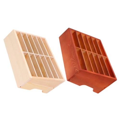 HOODANCOS 2 Stück Holz Handy Aufbewahrungsbox für Büro und Klassenzimmer Fächer Handy Organizer aus Holz Vielseitige Schreibtischablage für Mobiltelefone und Büromaterialien von HOODANCOS