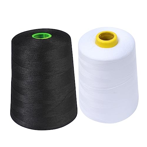HOODANCOS 2 Stück Langlebige Polyester Nähgarnrollen Yards Schwarz und Weiß für DIY Nähprojekte Quilten und Näharbeiten Hohe Zugfestigkeit und Einfache Handhabung von HOODANCOS