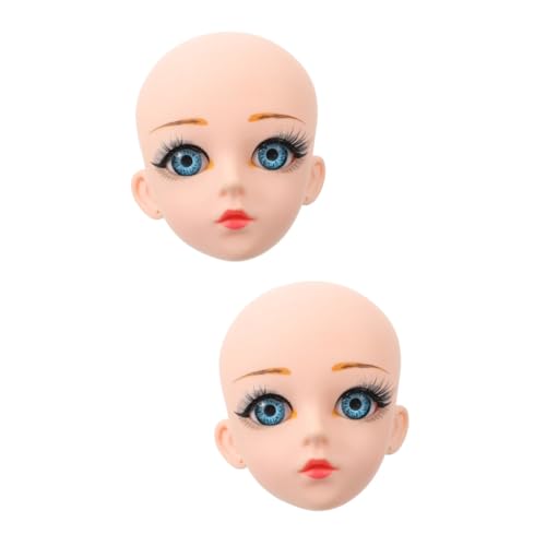 HOODANCOS 2 Stück Puppenkopf aus Vinyl Nähen 3D-Puppenkopf Kleiner Puppenmodellkopf Kopf Einer Vinylpuppe DIY Puppenkopfmaterialien Puppe DIY Kopf Materialien für Vinylpuppen Beige von HOODANCOS