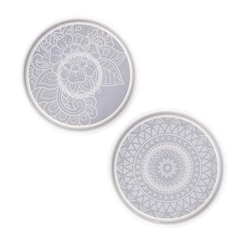 HOODANCOS 2 Stück Untersetzer Form für Epoxidharz Runde Mandala Muster Gießform DIY Teetasse Matten Gießform für Heimdekoration und Bastelprojekte HOODANCOS 2 Stück Untersetzer Form für Epoxidharz Runde Mandala Muster Gießform DIY Teetasse Matten Gießform für Heimdekoration und Bastelprojekte von HOODANCOS