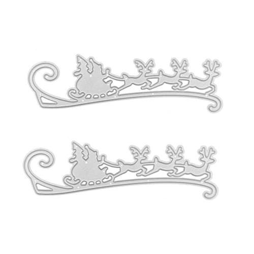 HOODANCOS 2 Stück Weihnachtsschlitten Stanzformen Weihnachtsformen Rentier Fröhlich Scrapbooking Schablone Dekor Stanzer Grußschablone Weihnachtsstanzformen Gestanzte von HOODANCOS
