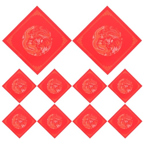 HOODANCOS 20 Blatt Chinesisches Rotes Xuan-Papier Mit 34 Cm X 34 Cm Großem Chinesischen Frühlingsfest-Rohling Verdicktes Fu-Zeichen Rotes Xuan-Papier Handgefertigtes Quadratisches Rotes von HOODANCOS
