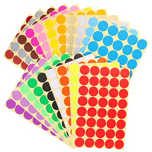 HOODANCOS 20 Blatt Dot Aufkleber Selbstklebende Klassifizierungssticker für Büro Haushalt DIY Einfach zu Verwenden Wieder Ablösbar für Markierung Etikettierung von HOODANCOS