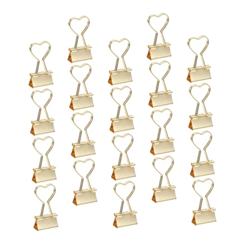 HOODANCOS 20 Stück Elliot Ordnerklammern Buchseitenhalterklammer Rechnungsklammer Herzförmige Büroklammer Buchklammer Geschenkpapierhalter Binder Büroklammer Metall Golden von HOODANCOS