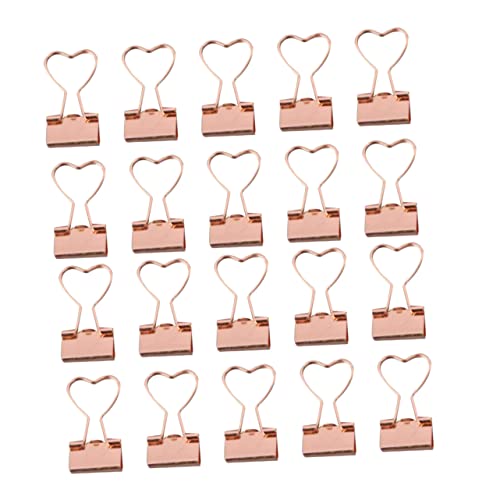 HOODANCOS 20 Stück Herzförmige Binder Clips Goldene Metallklammern für Büro Schule Vielseitige Büroklammern zur Organisation von Notizen Unterlagen Scrapbooking von HOODANCOS