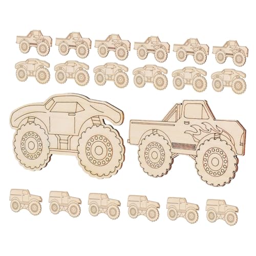 HOODANCOS 20 Stück Holz Lkw Dekorationen Anhänger Basteln Autos Blanko Bemalbare Ausschnitte Kleine Holzausschnitte Kleine Holzblöcke Holzmalerei Ausschnitt Unlackiertes Holz von HOODANCOS
