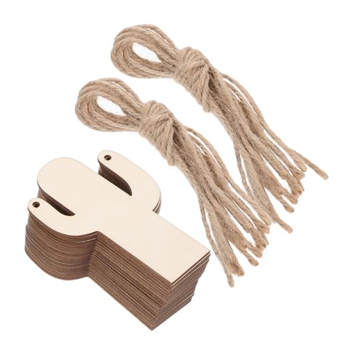 HOODANCOS 20 Stück Kaktus Dekoration party dekoration Kaktusdekorationen für Party Kaktus-Tags Kaktusschmuck Kaktusausschnitte Kaktus -Ornamente Holz Beige von HOODANCOS