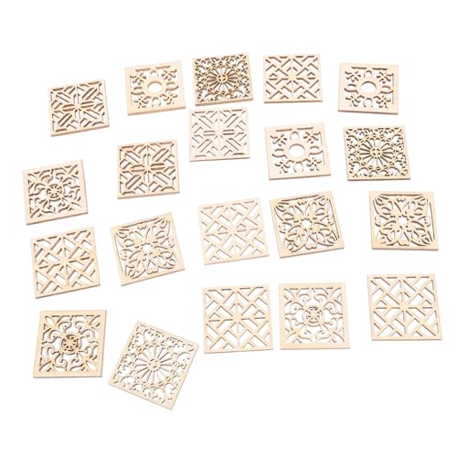 HOODANCOS 20 Stück Quadratische Holzscheiben DIY Bastelornamente Bohemia Stil Unvollendete Holzstücke für Kreative Projekte und Dekorationen für Hochzeiten Geburtstage und Weihnachten von HOODANCOS