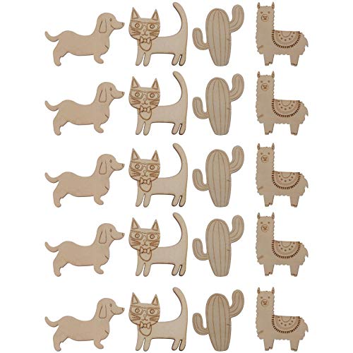 HOODANCOS 20 Stück Tier-Doodle-Holzspäne scrabook scrapbbok dekoring woodworking naturholz decor Hartholz für Kaktus - leere Holzspäne aus Holzspänen Holzausschnitte Holzhandwerk von HOODANCOS