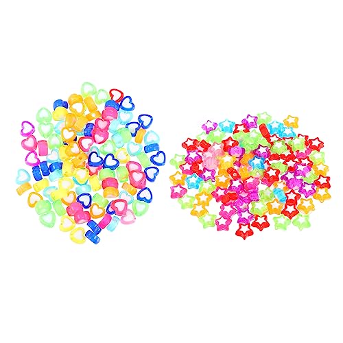 HOODANCOS 200Stücke Herzform Acryl Perlen Sterne Design DIY Schmuck Zubehör für Bastelprojekte für Armbänder und Dekorationen Á von HOODANCOS