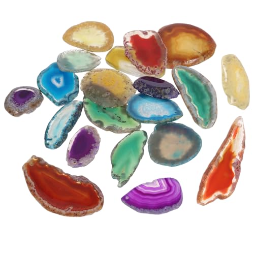 HOODANCOS 20Stücke Bunte Achatscheiben Teilig Natürliche Gebohrte Agatplatten für DIY Schmuck Windspiel Anhänger und Geodendekorationen für Hochzeiten und Kreative Bastelprojekte HOODANCOS 20Stücke Bunte Achatscheiben Teilig Natürliche Gebohrte Agatplatten für DIY Schmuck Windspiel Anhänger und Geodendekorationen für Hochzeiten und Kreative Bastelprojekte von HOODANCOS