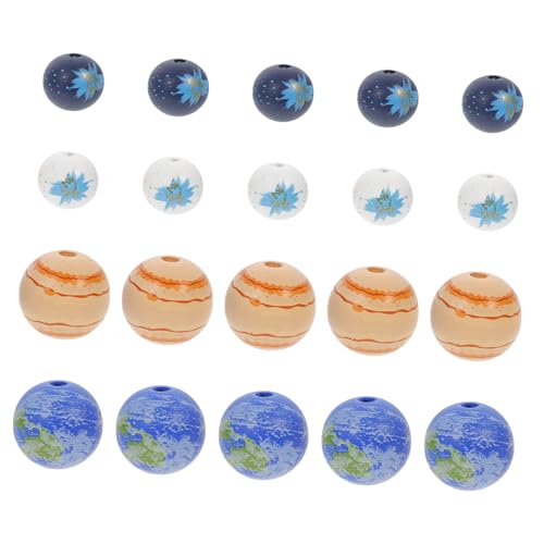 HOODANCOS 20Stücke Farbige Holzperlen für DIY Schmuckherstellung Erdkugel Mars Perlen Handwerk Zubehör für Basteln Armband Halskette Kreative HOODANCOS 20Stücke Farbige Holzperlen für DIY Schmuckherstellung Erdkugel Mars Perlen Handwerk Zubehör für Basteln Armband Halskette Kreative von HOODANCOS