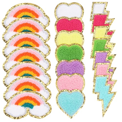 HOODANCOS 21 Stk. Benutzerdefinierte Patches Nähen Applikation Nähen Denim Flicken Nähen Flicken Aufnähen Gestickte Aufnäher Dekorativ Stoff Kleidungsflicken Applikationen Handtuchstickerei von HOODANCOS