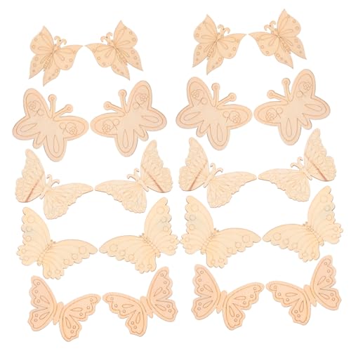 HOODANCOS 25 Stück Teiliges Unbemalter Holz-schmetterlingsformen zum Bemalen und Basteln Naturbelassene Diy-holzfiguren für Kreative Wohn Partydekorationen Vielseitige Holzscheiben für von HOODANCOS