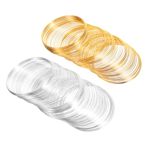 HOODANCOS 2Rollen Schmuckdraht Gold Silber Verschleißfester Flexibler Draht für DIY Schmuck Perlenarbeiten Ohrringe für Kreative Bastelprojekte von HOODANCOS