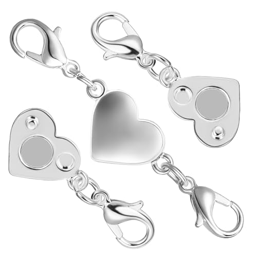HOODANCOS 2Stücke Magnetische Schmuckverschlüsse Für Halsketten Herzform Magnetverschlüsse Kettenverlängerung Und Schmuckverbindung Für Armbänder Und Halsketten von HOODANCOS
