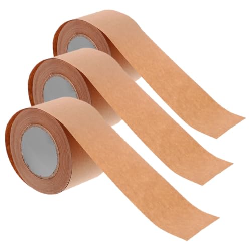 HOODANCOS 3 Rollen Klebeband aus Kraftpapier Versandklebeband ziehen um klebrig paketklebeband verpackungsband Packband aus Bastelpapier Papierklebeband für Verpackungskartons Light Brown von HOODANCOS