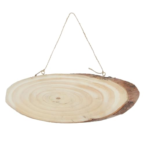 HOODANCOS 3 STÜCKE Ovale Holzschilder Kiefer für DIY Bastelarbeiten Ungemalte Holzscheiben mit Juteseil für Rustikale Hochzeitsdekorationen und Kreative Projekte von HOODANCOS