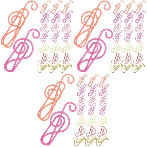 HOODANCOS 3 Sätze Farbige Büroklammern Musikclips Pfeilformpapierclips Musiknoten-clip Gold Sortiert Office-dokumentenklammern Musikalische Papierklammern Metall Zufällige Farbe 60 Stück * 3 von HOODANCOS